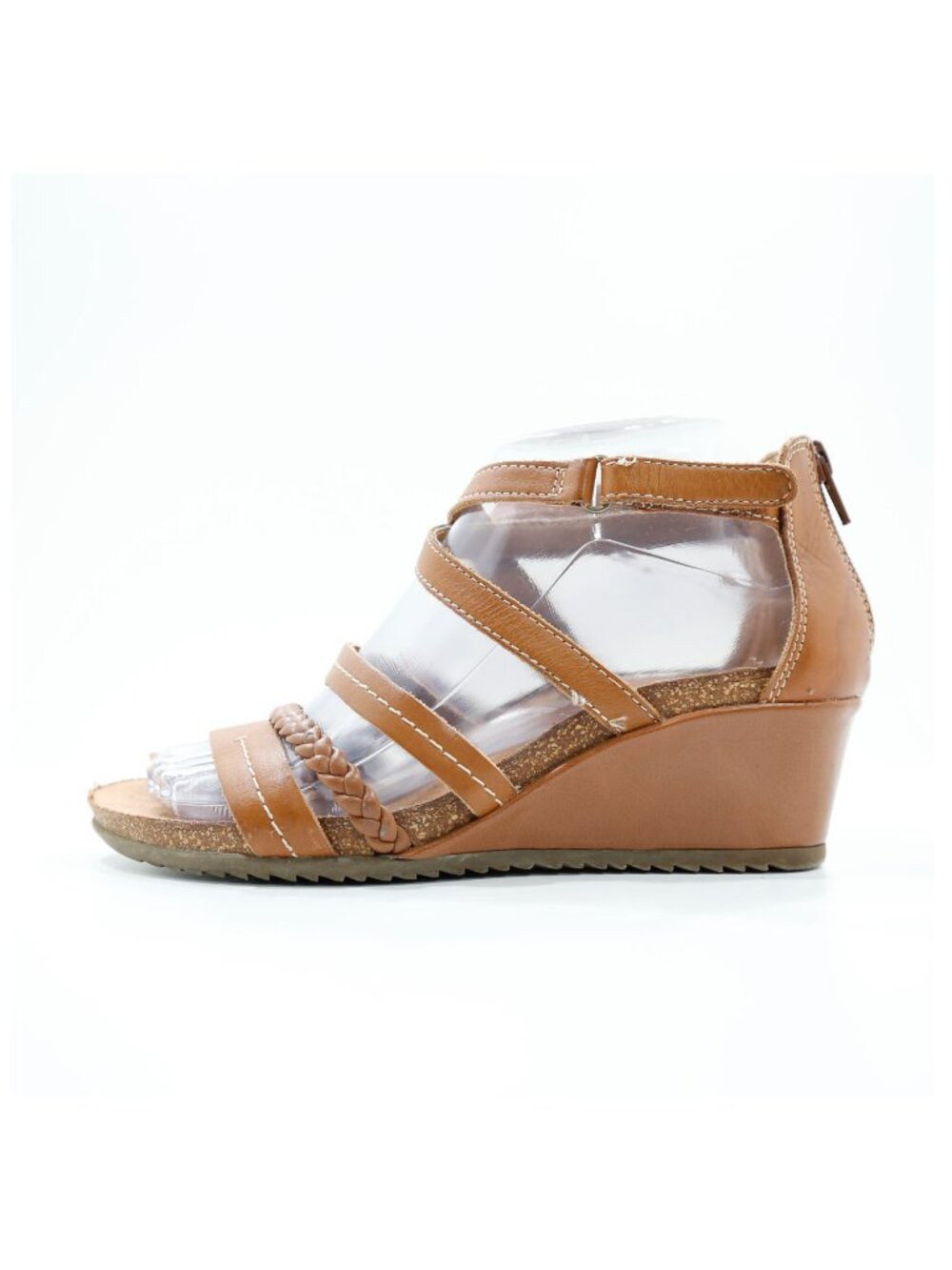 Earth Origins Kendall Brown Leather Strappy 2" Wedge Heel Sandals - 7